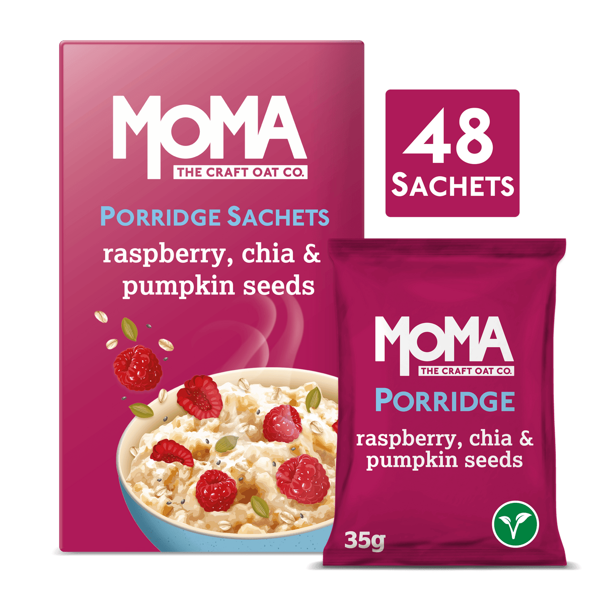 Raspberry, Pumpkin and Chia Seeds Porridge Sachets MOMA UK